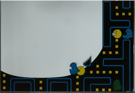 Zaccaria Puck Man monitor glass scan - bottom right